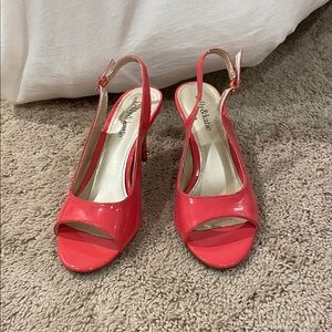 Kelly & Katie Coral Peep-Toe Slingback Heels